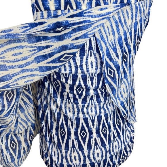 Anthropologie Meadow Rue Sleeveless Blue and White Aztec Tank Top Blouse Size XS - Picture 5 of 7